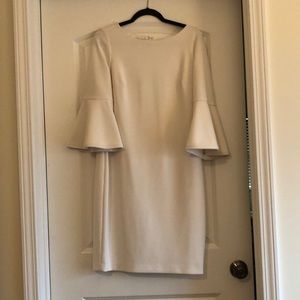 White Calvin Klein Bell Sleeve Dress
